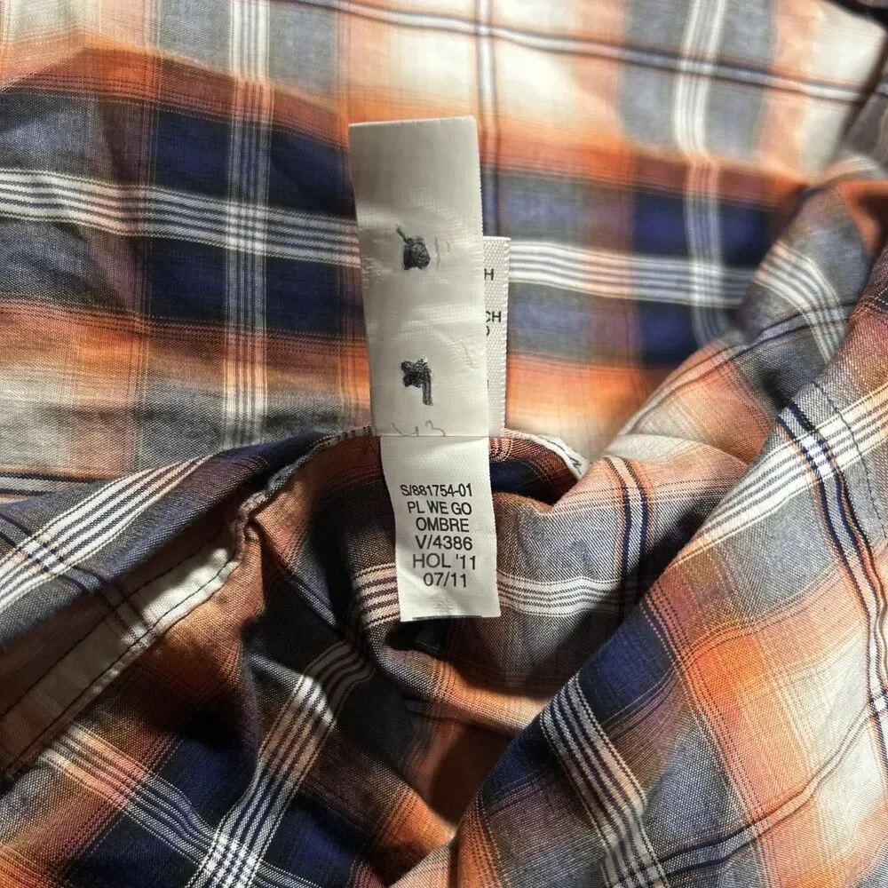 Banana Republic Men’s L‎ We Go Ombré Plaid Long Sleeve Button Down Shirt EUC